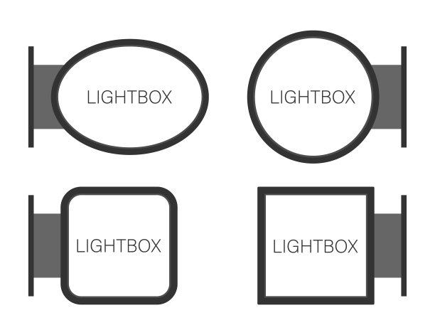 长方形灯箱招牌。黑色金属咖啡馆，户外餐厅模型。矢量插图。图片下载