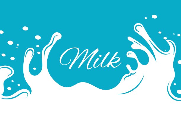 牛奶溅横幅。倒入液体，新鲜的农场奶油。酸奶或奶昔，乳制品背景。乳白色标签矢量模板素材图片
