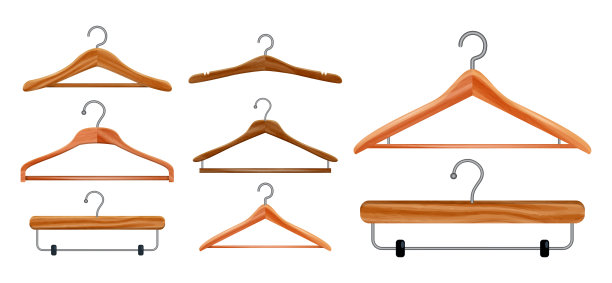 一套衣架或衣架孤立在白色背景或插图的衣架黑白风格。Eps 10矢量，易于修改图片下载