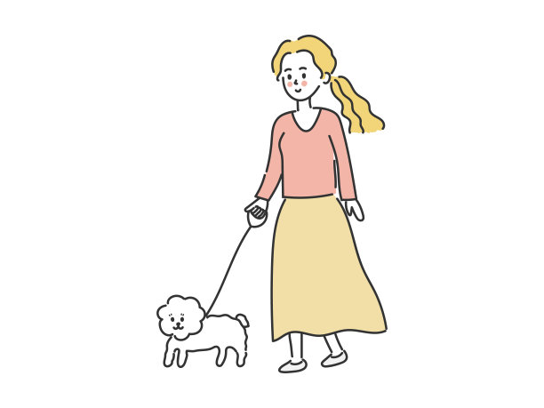 年轻女子遛狗图片下载