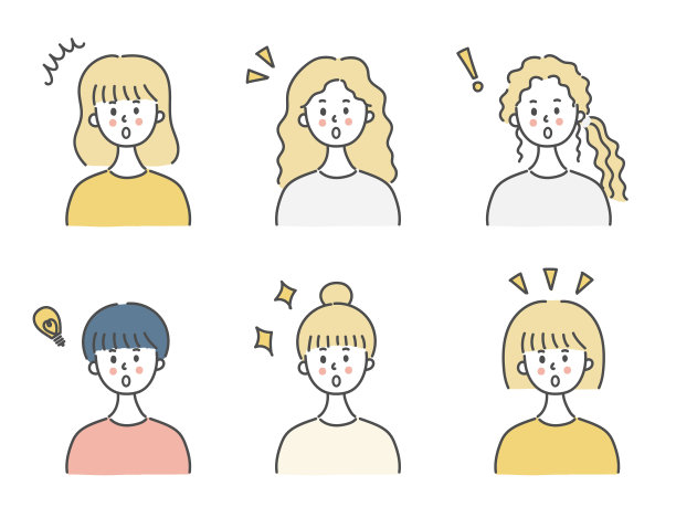 一组惊讶的女人，矢量插图图片下载