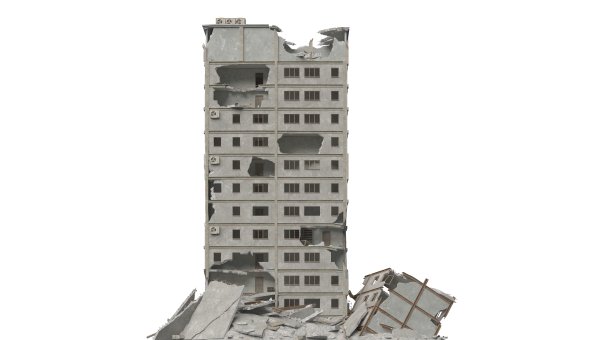 废弃的建筑孤立在白色3d插图图片下载