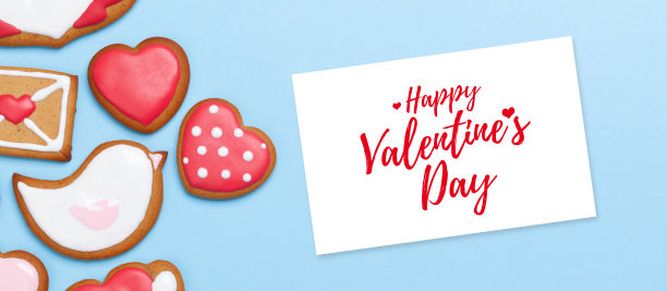 情人节贺卡和姜饼饼干图片下载