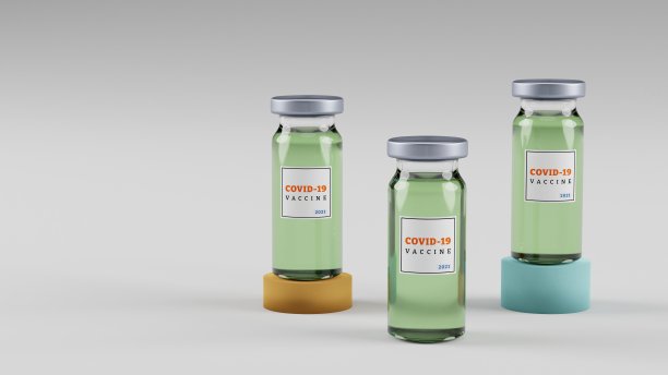 背景清洁的Covid-19冠状病毒疫苗瓶图片下载
