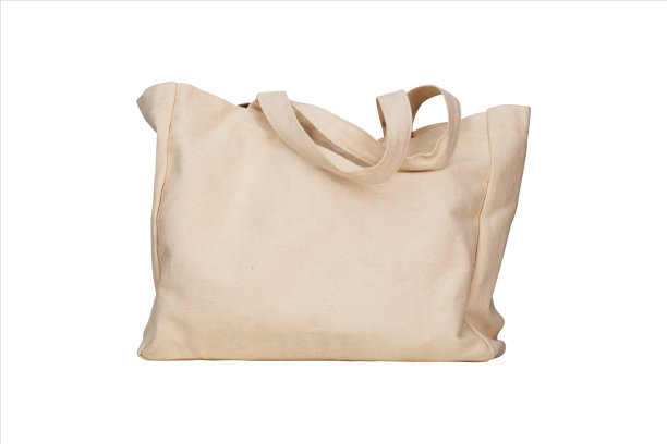 织物帆布袋孤立在白色背景，纺织可重复使用的生态购物袋模型图片下载