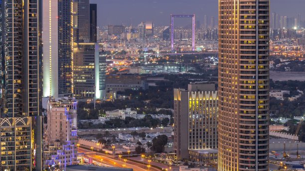 迪拜市中心日夜景色图片下载