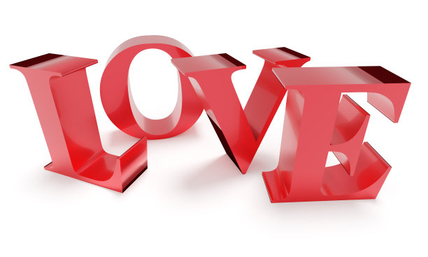 3d单词爱孤立在白色背景图片下载