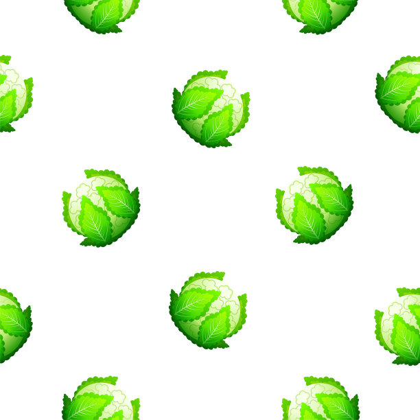 无缝图案抽象元素绿色菜花食物矢量设计风格背景插图图片下载