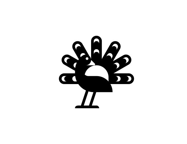 孔雀矢量图标。孤立的孔雀象征着平鸟图片下载