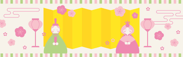 矢量背景与插图的日本女孩的节日横幅，卡片，传单，社交媒体壁纸等。图片下载