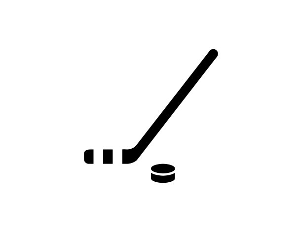 冰球矢量图标。孤立冰球棍和冰球平标志图片下载