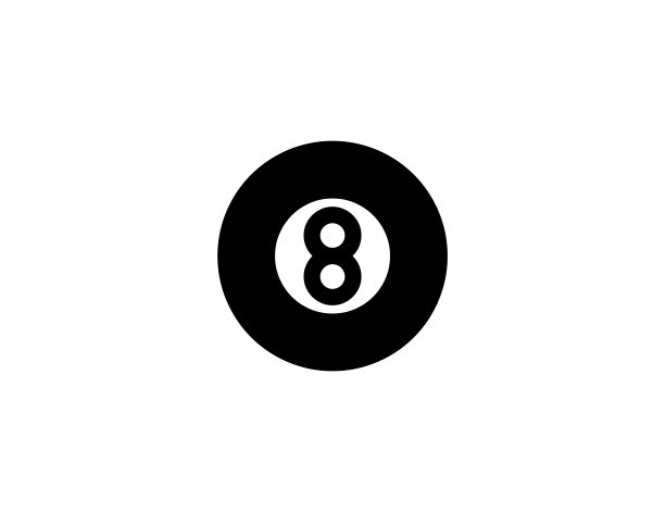 水池8球矢量图标。孤立台球球平面符号图片下载