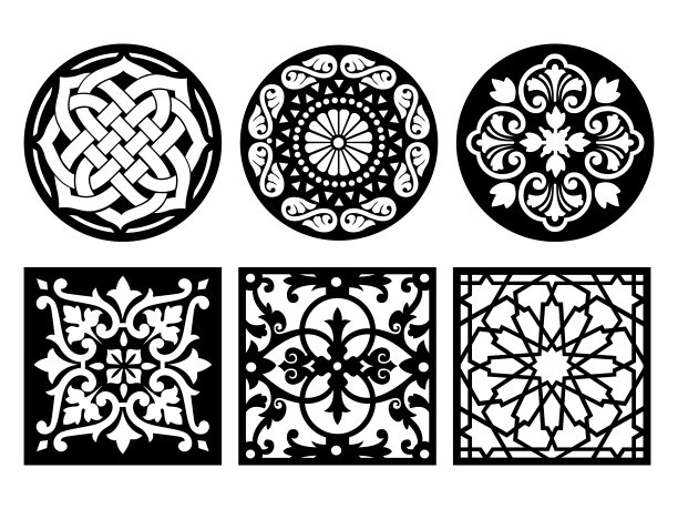 圆形和方形激光切割-矢量过山车设计图片下载