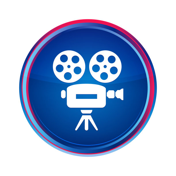 摄像机图标丝蓝色圆形按钮水设计插图图片下载