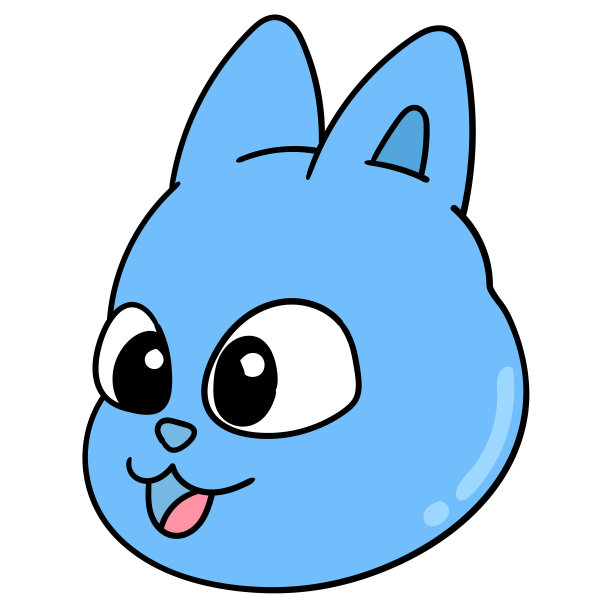 蓝松鼠头笑眯眯的，人物可爱的涂鸦画图片下载