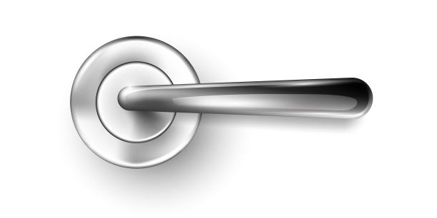 门把手孤立在白色背景上。逼真的铬门把手为家，酒店或办公室。装饰银色安全元素矢量插图。现代设计，金属物件安全图片下载