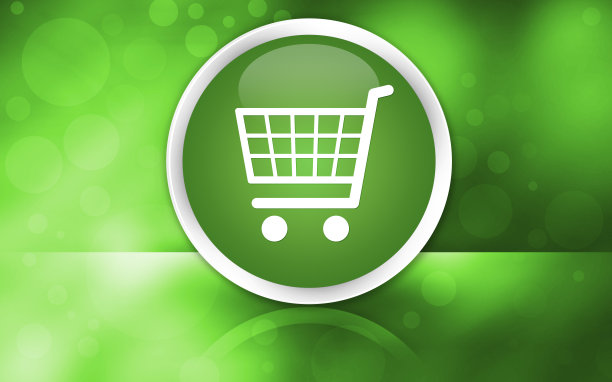 电子商务图标高级光泽按钮孤立在抽象的闪亮的绿色背景图片下载