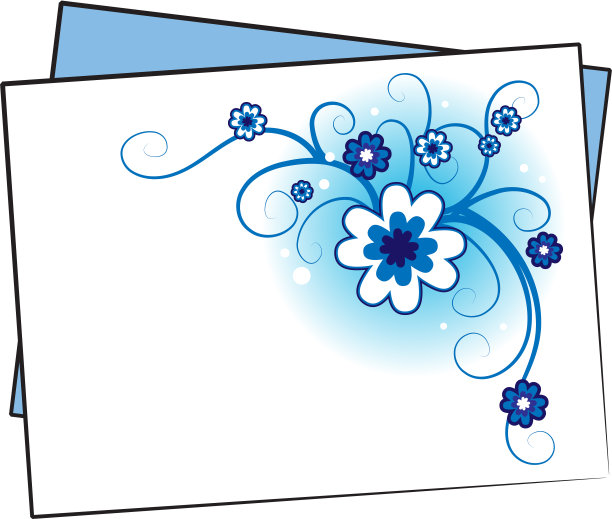 向量蓝色花卡片边框背景图片下载