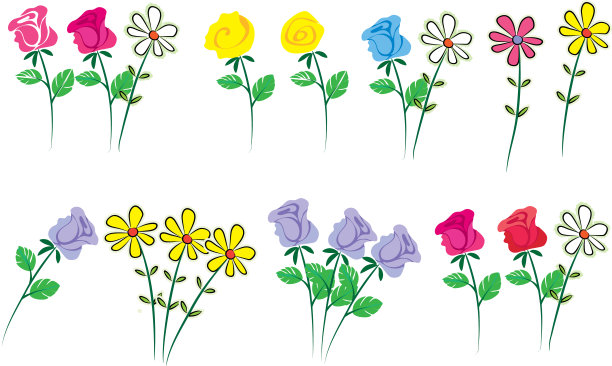 向量玫瑰和花集图片下载