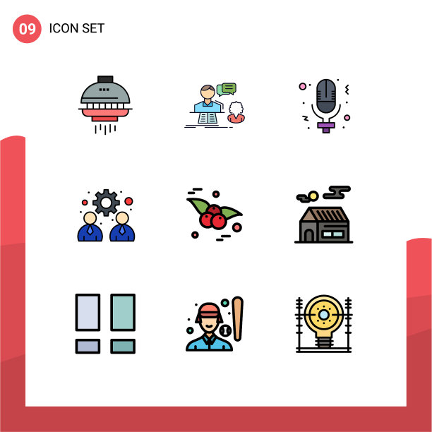 9主题填充线平色和可编辑图片下载