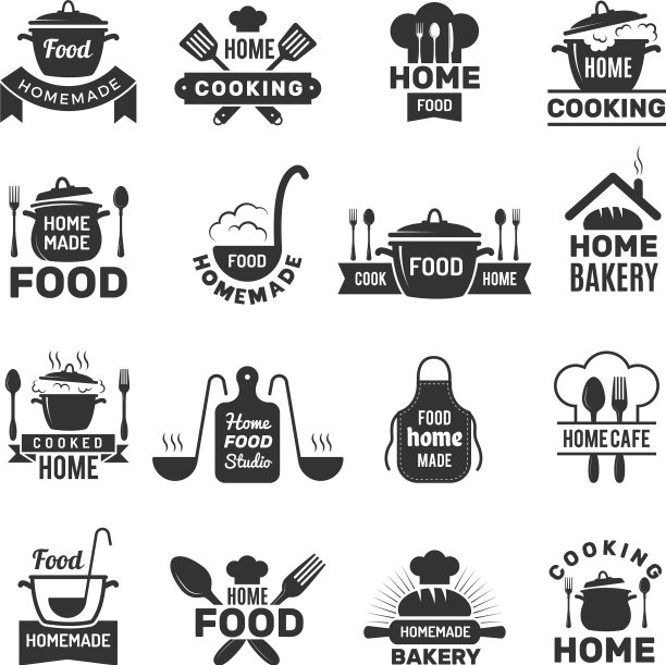 自制食物徽章厨房烹饪符号图片下载