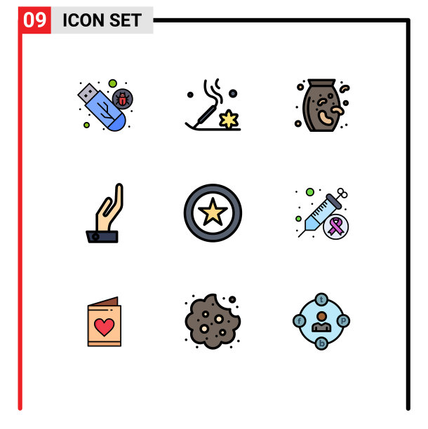 包装9个现代填充线和平色标志图片下载