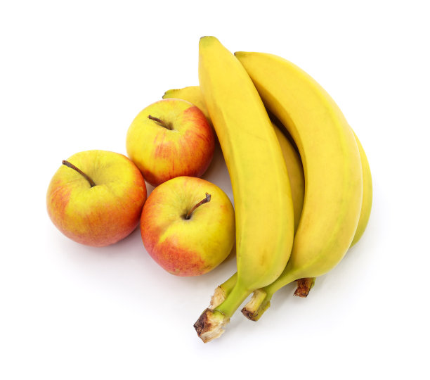 成熟的苹果和香蕉。图片下载