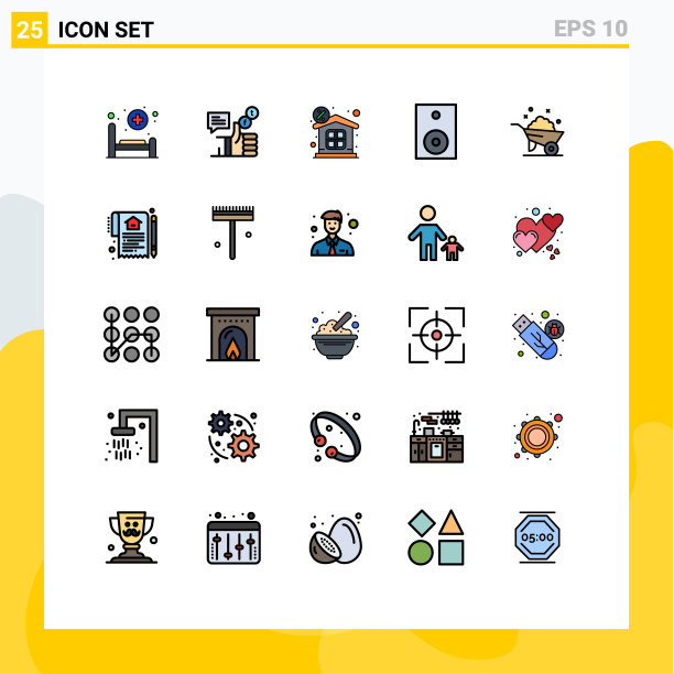 25主题填充线平面颜色和可编辑图片下载