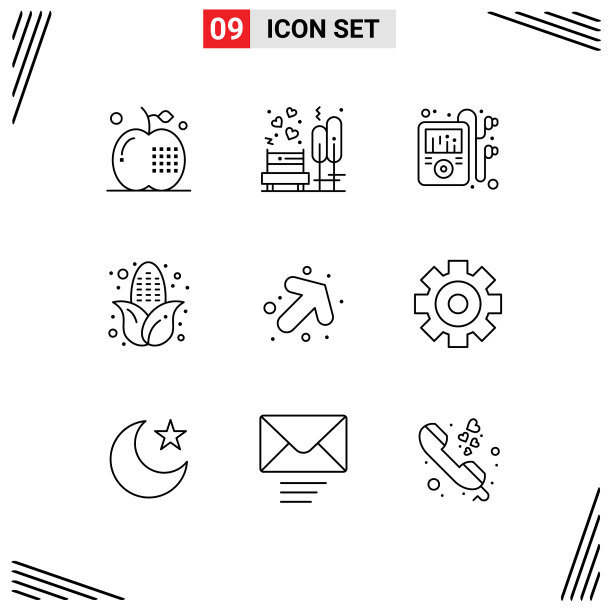 为食物公园的玉米设置9个轮廓图片下载