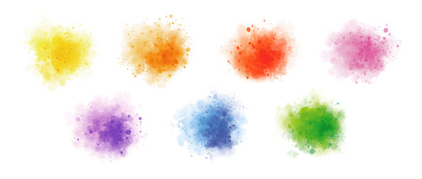 彩色水彩在白色背景矢量插图图片下载