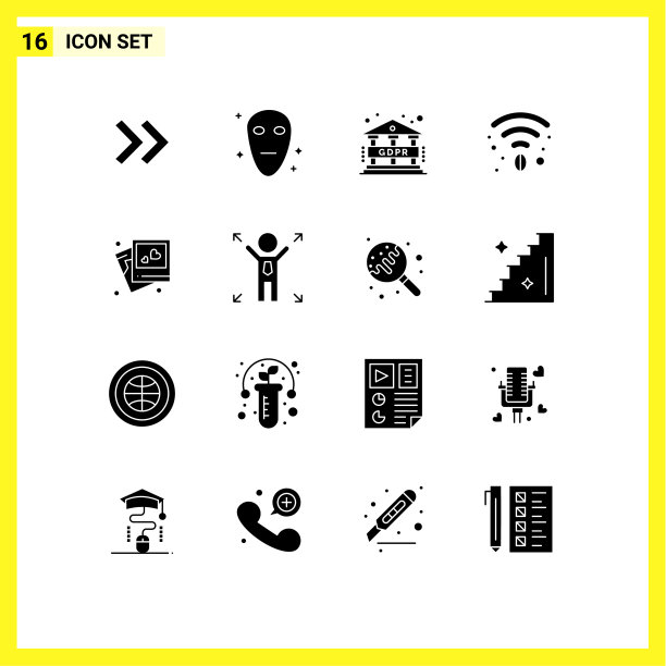 将16个实字形、符号和符号分组图片下载