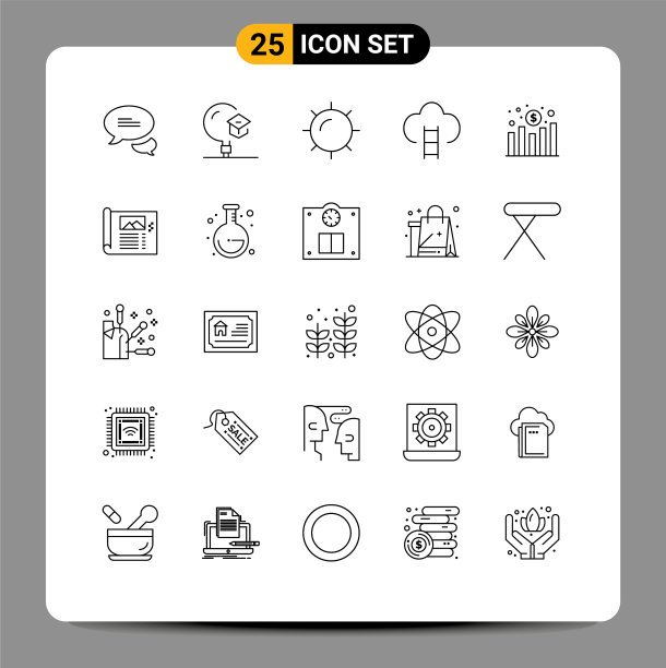 移动界面线设25个象形图图片下载