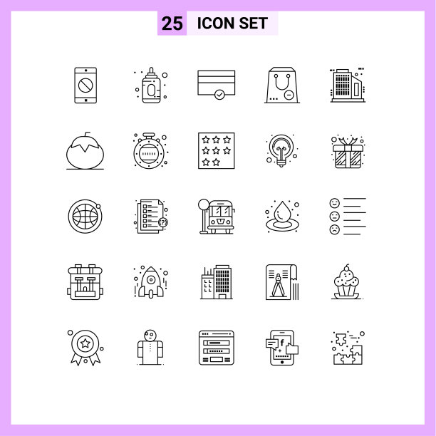 设置25个现代的UI图标符号食物图片下载