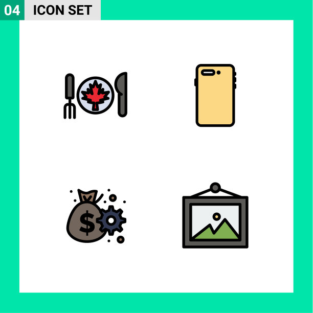 组4现代填充线平面颜色集图片下载