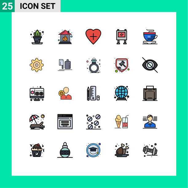 25个通用填充线平色标志符号图片下载