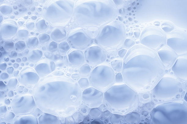 泡沫白色，绿松石绿色，紫色，粉红色，蓝色，米色粘土丝质面膜样品泡沫纹理粉底隔离多色背景图片下载