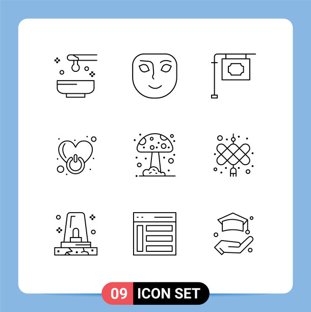 可编辑的线包9个简单的轮廓森林图片下载