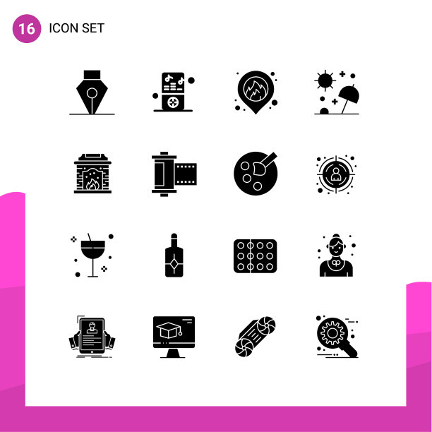 16个适用于网络和移动的通用实体符号图片下载