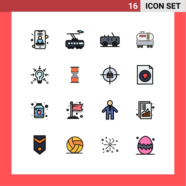 16主题平色填充线条和可编辑图片下载