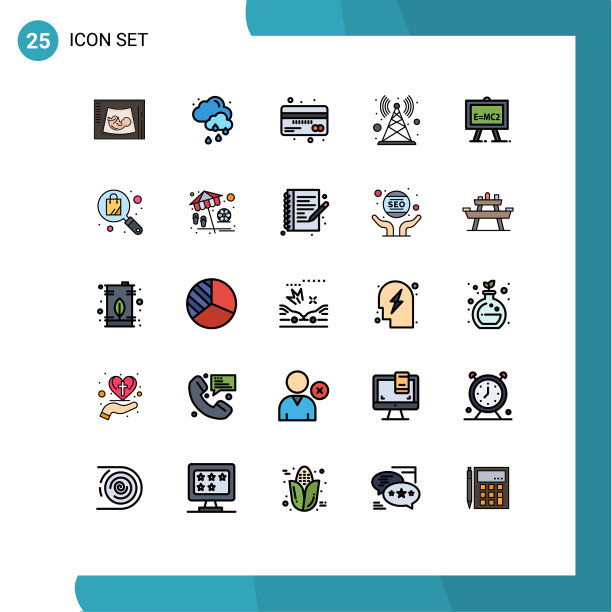 组25现代填充线平面颜色集图片下载