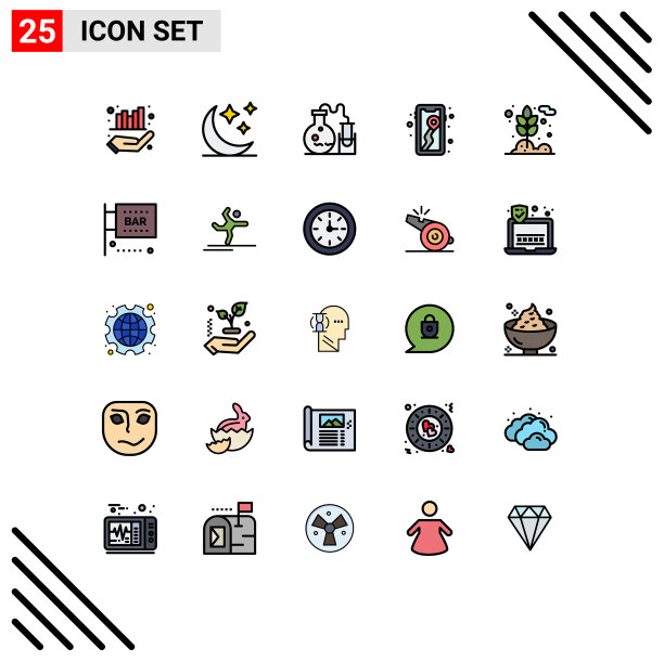 为卷筒纸设置25种通用填充线平面颜色图片下载