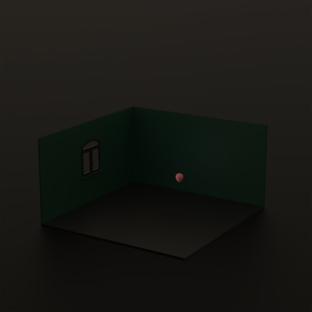 房子和气球的3d渲染合成。图片下载