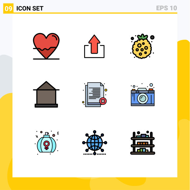 9主题填充线平色和可编辑图片下载