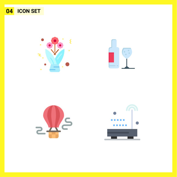 用户界面包4个基本的平面图标图片下载