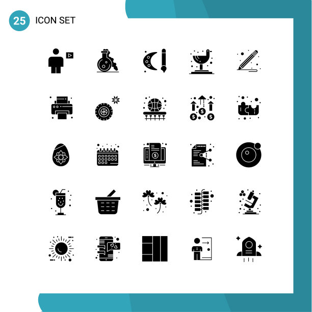 象形文字设25个简单实心字形铅笔图片下载