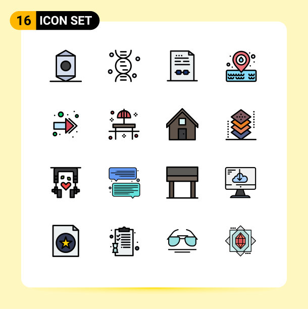 16个通用平色填充线标志符号图片下载