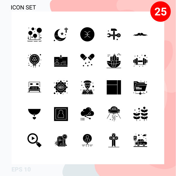 25个创意图标的现代符号和符号图片下载