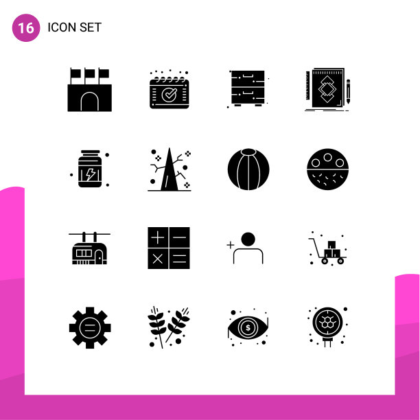 用户界面包16个基本固字形图片下载