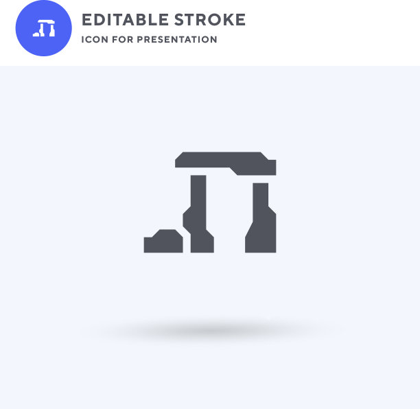 巨石阵的图标填满了平坦的实心标志图片下载