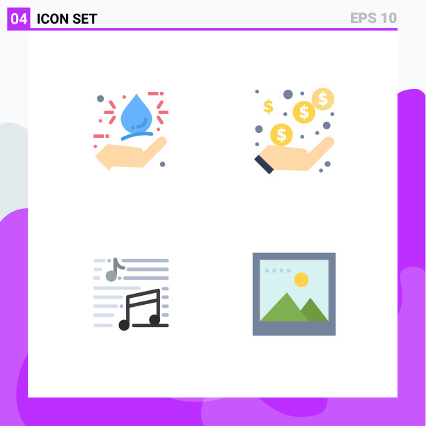 4主题平面图标和可编辑符号bio图片下载